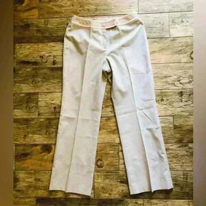 Dressbarn light gray white striped career lined straight leg pants Women 8